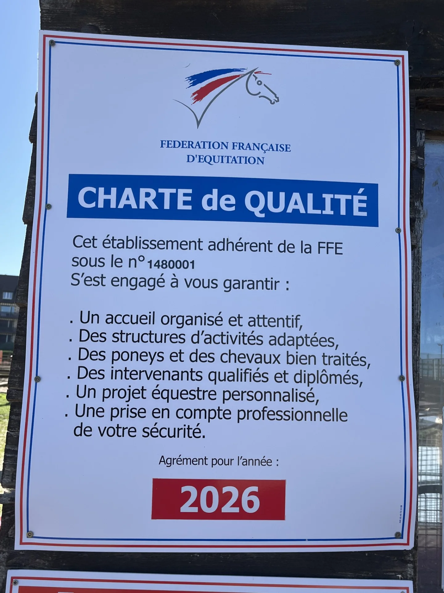 Charte de qualit&eacute; FFE dat&eacute;e de 2026